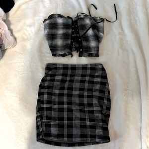 Plaid skirt and top bundle